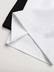 SHEIN Tween女孩秋冬針織黑白高腰寬腰帶修身直筒寬腿長褲 百搭簡約舒適休閒 2件組 隨機發送 - 黑與白 - 查看 5