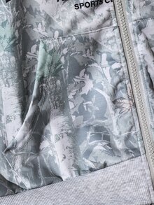 SHEIN 青少年女孩針織花卉與字母印花連帽雙口袋前開襟休閒運動衫 - 彩色 - 查看 7