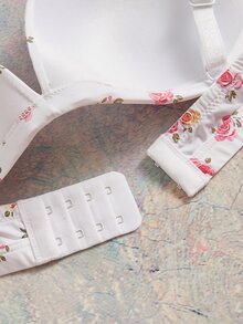 Elorette Triangle Bra With Cup Pads, Romantic Pastoral Floral Print, Full Body Print, Women's Lingerie - Pink - View 6