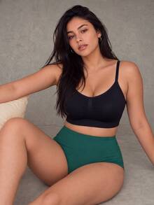 Plus Size Seamless Wire Free Sports Bra Adjustable Straps Breathable Everyday Bralette For Women - Black - View 6