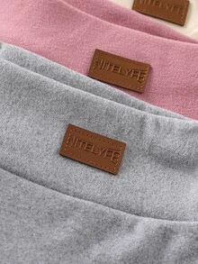 【隨機2套】女童秋冬新款皮革拼接時尚極簡舒適休閒針織內搭褲，修身基礎款，適合居家與戶外穿著，2件組 - 彩色 - 查看 3