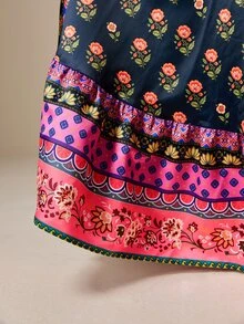 LOTSLUV Women's Ditsy Floral Maxi Skirt,High-Waisted A-Line,Flared Fit,Border Print,Romantic Elegant Skirt For Wedding,Birthday,Party,Vacation Outfits Women - Black - View 7