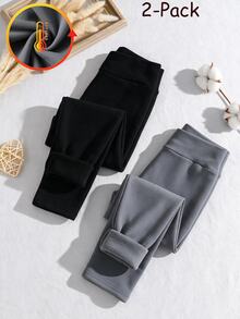 女童休閒優雅2件套保暖內裡舒適緊身褲 秋冬款 - 彩色 - 查看 5