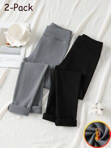 女童休閒優雅2件套保暖內裡舒適緊身褲 秋冬款 - 彩色 - 查看 3