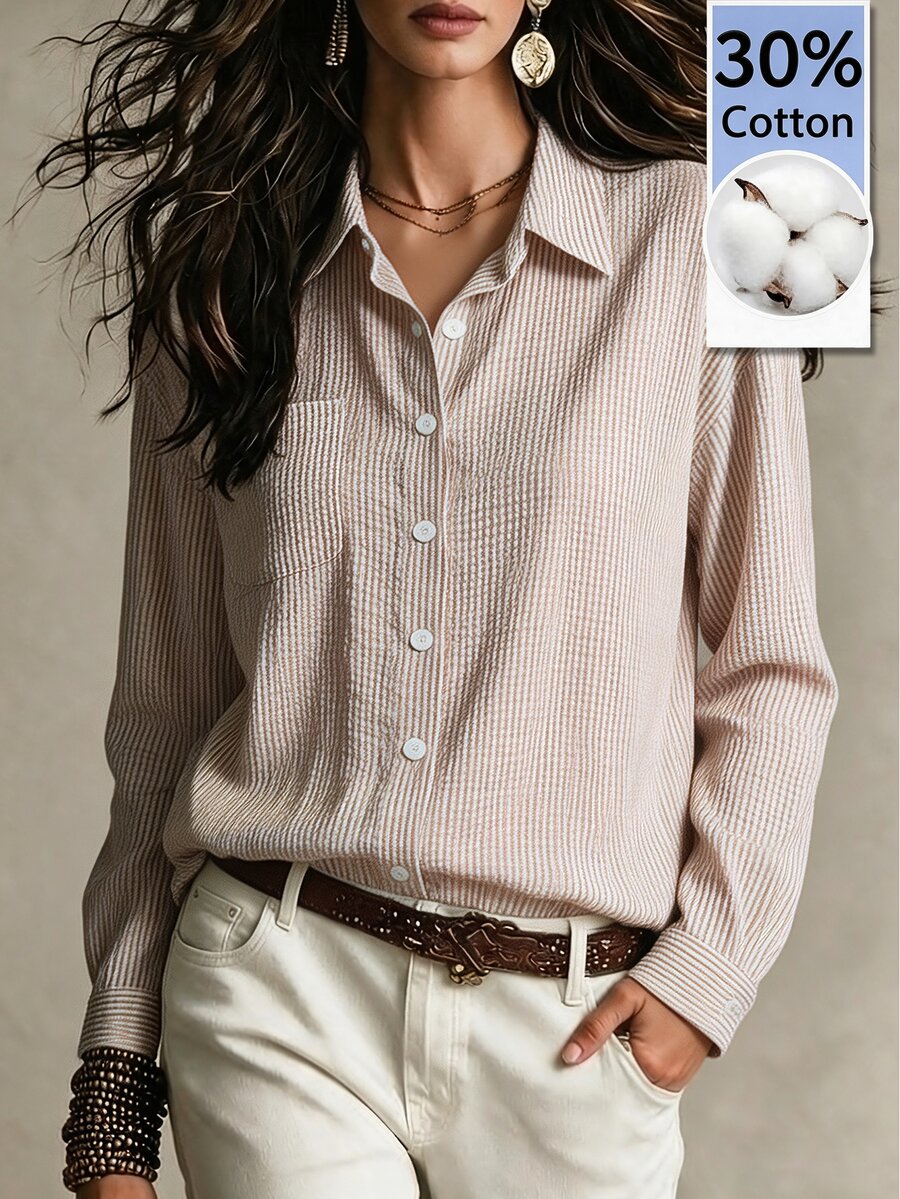 Trelyra Women's Striped Casual Versatile Daily Wear Shirt - Multicolor - View 1