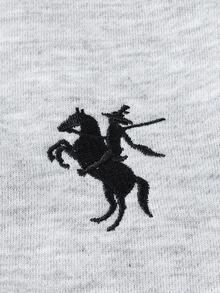 SHEIN 2件組女孩大童休閒圖案運動POLO拉鍊半高領長袖衛衣、落肩寬腿褲套裝，秋季灰色 - 灰色 - 查看 9