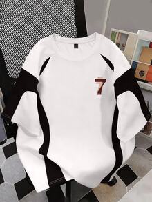IslaSuriya Men's Numeric Print Round Neck Casual Loose T-Shirt - Multicolor - View 2