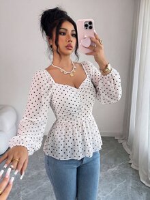 Modelyn ملابس علوية علوية جديدة للربيع/الصيف بطبعة فراشة وردية وبنفسجية من الشيفون، بأسلوب ناعم وتصميم ضيق للخصر وتأثير تنحيف - متعدد الألوان - مشاهدة 5