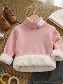 SHEIN Young Girl Young Girls Autumn Sweaters - Pink - View 3