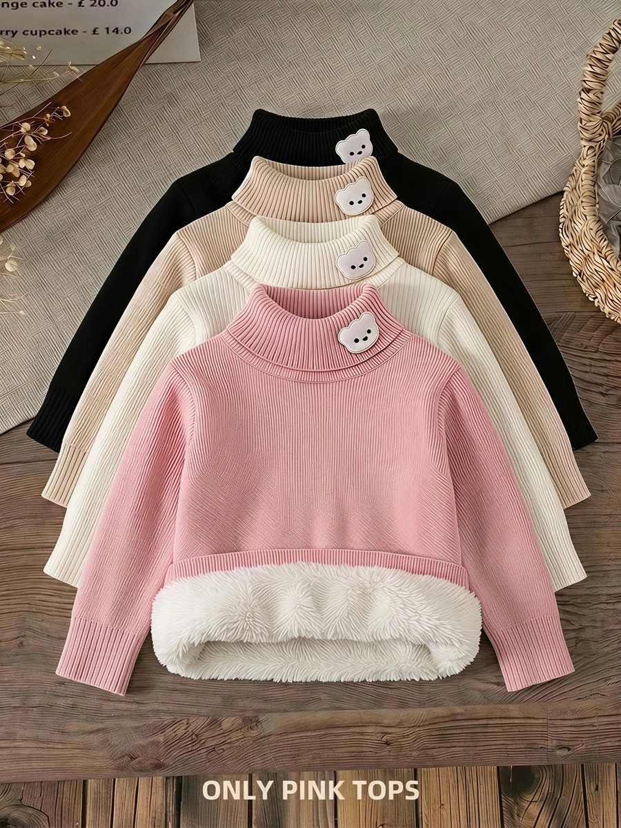 SHEIN Young Girl Young Girls Autumn Sweaters - Pink - View 1