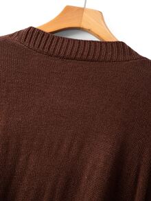 GlowEve CURVE Plus Button Detail Cardigan & Knit Skirt Winter - Coffee Brown - View 5