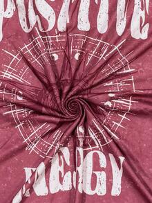 EMERY ROSE Plus Size Women Heart Pattern Print Casual Loose Mid-Length Short Sleeve Round Neck T-Shirt - Dusty Pink - View 3