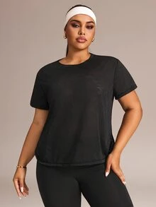 Velisys Velisys قطعتان من تي شيرتات وقمصان رياضية للنساء مقاس كبير - أبيض وأسود - مشاهدة 5