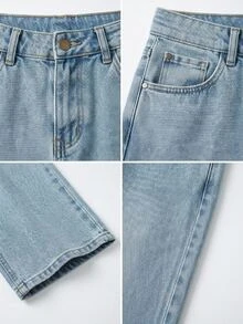 RiviMae Light Washed High Waist Straight Fit Jean - أزرق داكن - مشاهدة 6