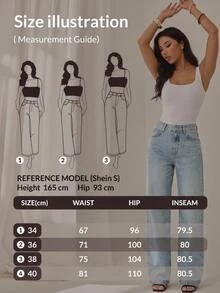 RiviMae Light Washed High Waist Straight Fit Jean - أزرق داكن - مشاهدة 5