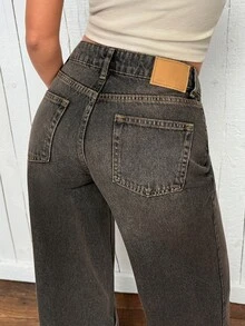 RiviMae Women's Pocketed Wide Leg Loose Casual Versatile Jeans - Medium Wash - View 4