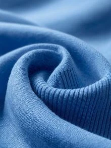 EURMUSE Casual Solid Color Batwing Sleeve Side Slit Sweater, Autumn/Winter Everyday Cornflower Blue - Blue - View 8