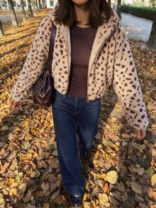 Comfortcana Women's Winter Hooded Faux Fur Coat - Beige - View 7