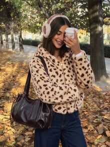 Comfortcana Women's Winter Hooded Faux Fur Coat - Beige - View 8