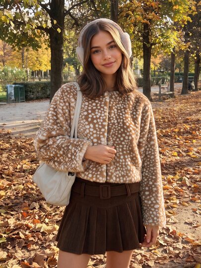 Comfortcana Women's Solid Color Long Sleeve Casual Fluffy Jacket In Fall/Winter