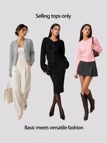 SHEIN BASICS Solid Button Front Cardigan - Baby Pink - View 8
