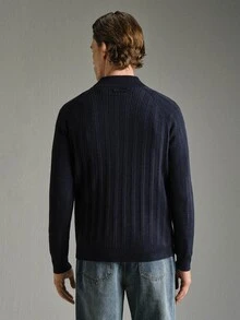 Calmiston Men's Minimalist Versatile Ribbed Long Sleeve Sweater For Daily Wear Old Money Couple Matching Outfit - Multicolor - View 7