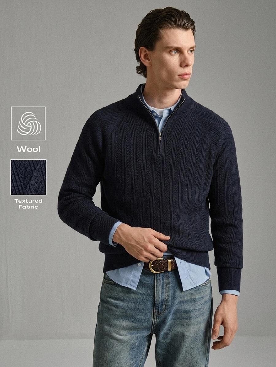 Calmiston Men's Minimalist Versatile Ribbed Long Sleeve Sweater For Daily Wear Old Money Couple Matching Outfit - Multicolor - View 1