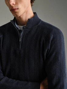 Calmiston Men's Minimalist Versatile Ribbed Long Sleeve Sweater For Daily Wear Old Money Couple Matching Outfit - Multicolor - View 9