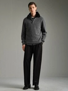 Calmiston Men's Wool Simple Stylish Casual Zip-Up Knit Sweater, Chunky Plain Urban Fashion Husband,Formal,Autumn,Streetwear,Hiking,Windbreaker,Outdoor - Grey - View 8
