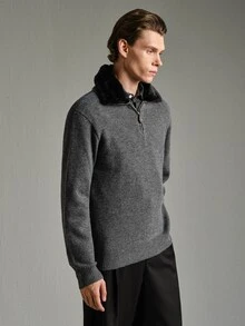 Calmiston Men's Wool Simple Stylish Casual Zip-Up Knit Sweater, Chunky Plain Urban Fashion Husband,Formal,Autumn,Streetwear,Hiking,Windbreaker,Outdoor - Grey - View 6