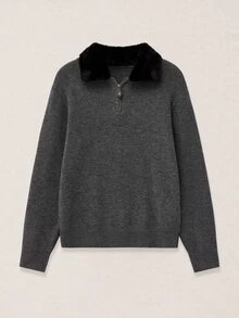 Calmiston Men's Wool Simple Stylish Casual Zip-Up Knit Sweater, Chunky Plain Urban Fashion Husband,Formal,Autumn,Streetwear,Hiking,Windbreaker,Outdoor - Grey - View 4