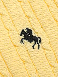 SHEIN Kids Tween Girl Casual Solid Yellow Logo EMB Cardigan For Fall/Winter, Back To School, Preppy Style - Yellow - View 7