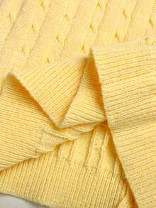 SHEIN Kids Tween Girl Casual Solid Yellow Logo EMB Cardigan For Fall/Winter, Back To School, Preppy Style - Yellow - View 9