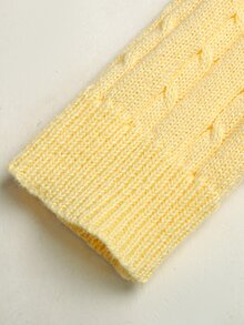 SHEIN Kids Tween Girl Casual Solid Yellow Logo EMB Cardigan For Fall/Winter, Back To School, Preppy Style - Yellow - View 8