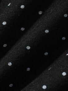 FRIFUL Women's Autumn Polka Dot V-Neck Slim Fit T-Shirt - Black - View 9