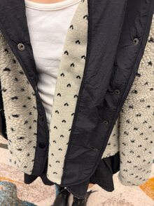 FRIFUL Women's Autumn Polka Dot Hooded Colorblock Jacket Winter - Apricot - View 6