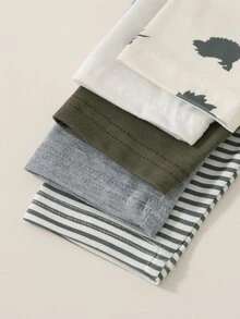 SHEIN Playful Pals Baby Boy Skin-Friendly Comfortable Long Pants 5pcs/Set Autumn Fall White Blue Soft Form - Green - View 5