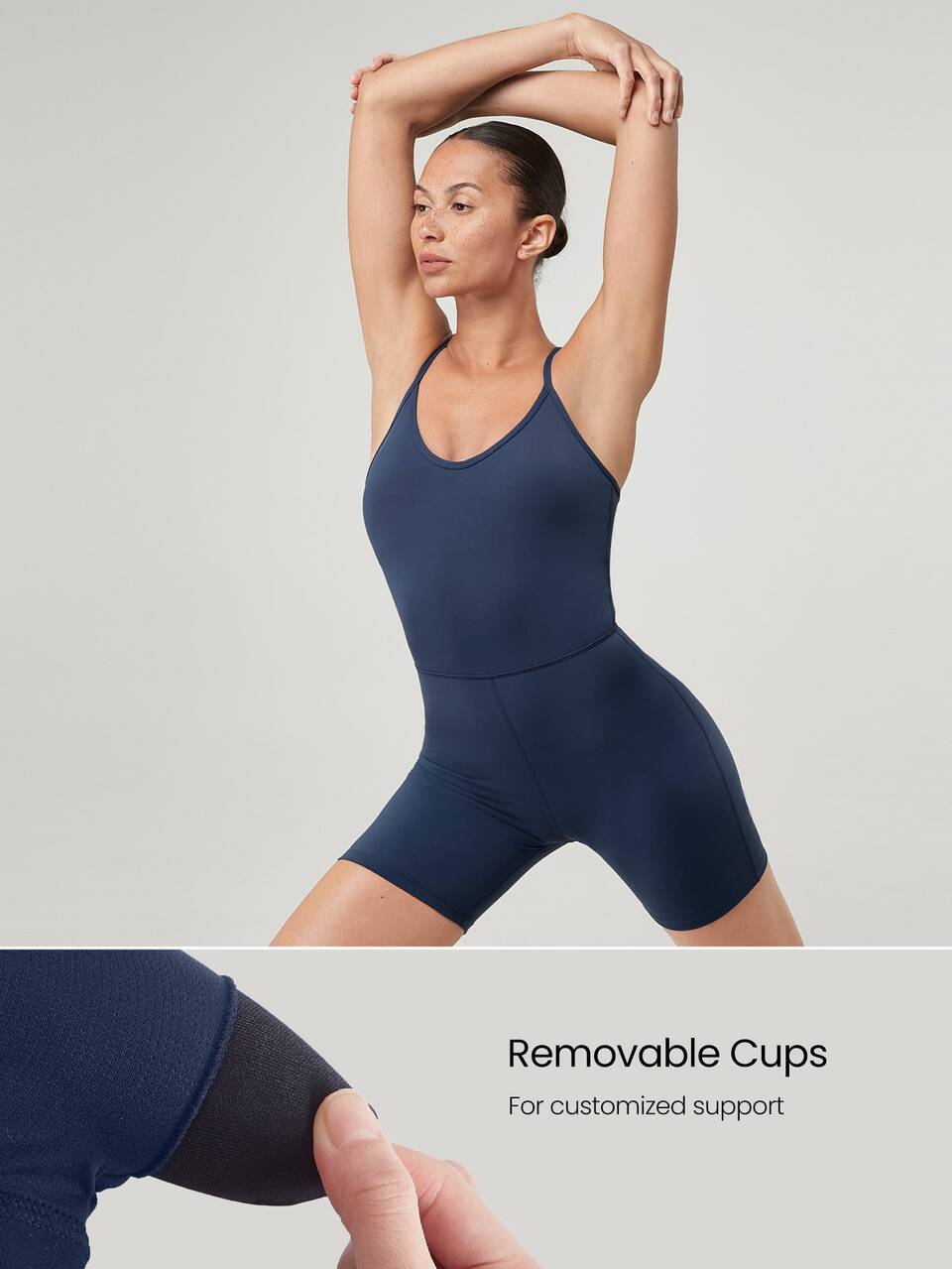 6" ButterFit Studio To Sunset Plunge Crossover Back Deep V-Neck Active Jumpsuit Romper Yoga Pilates