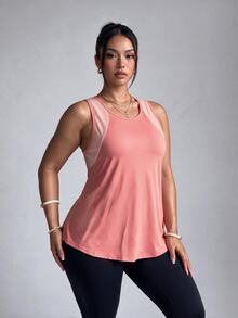 Velisys Velisys Plus Size Women's Daily Active Tropical Fitness Alternative Sports Tank Top Gym Coral Summer - Pink - View 3