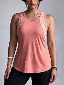 Velisys Velisys Plus Size Women's Daily Active Tropical Fitness Alternative Sports Tank Top Gym Coral Summer - Pink - View 2