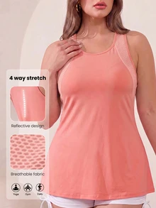Velisys Velisys Plus Size Women's Daily Active Tropical Fitness Alternative Sports Tank Top Gym Coral Summer - Pink - View 6