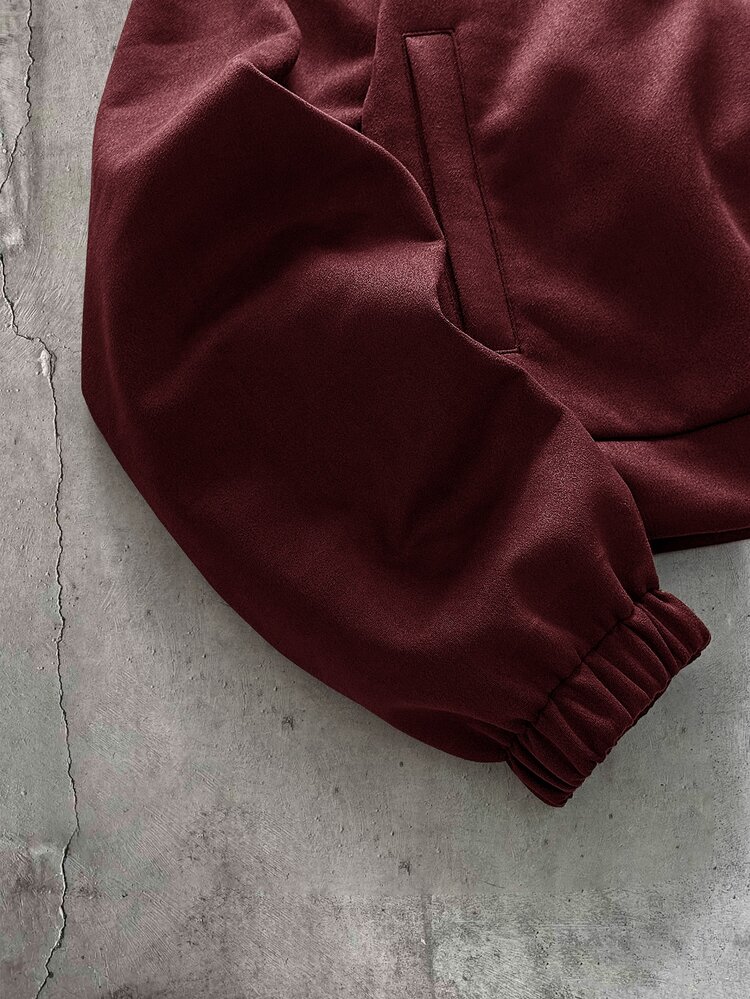 AXEPEAK Men's Solid Color Airplane Buckle Casual Versatile Daily Travel Long Sleeve Jacket - Burgundy - View 4