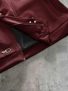 AXEPEAK Men's Solid Color Airplane Buckle Casual Versatile Daily Travel Long Sleeve Jacket - Burgundy - View 7