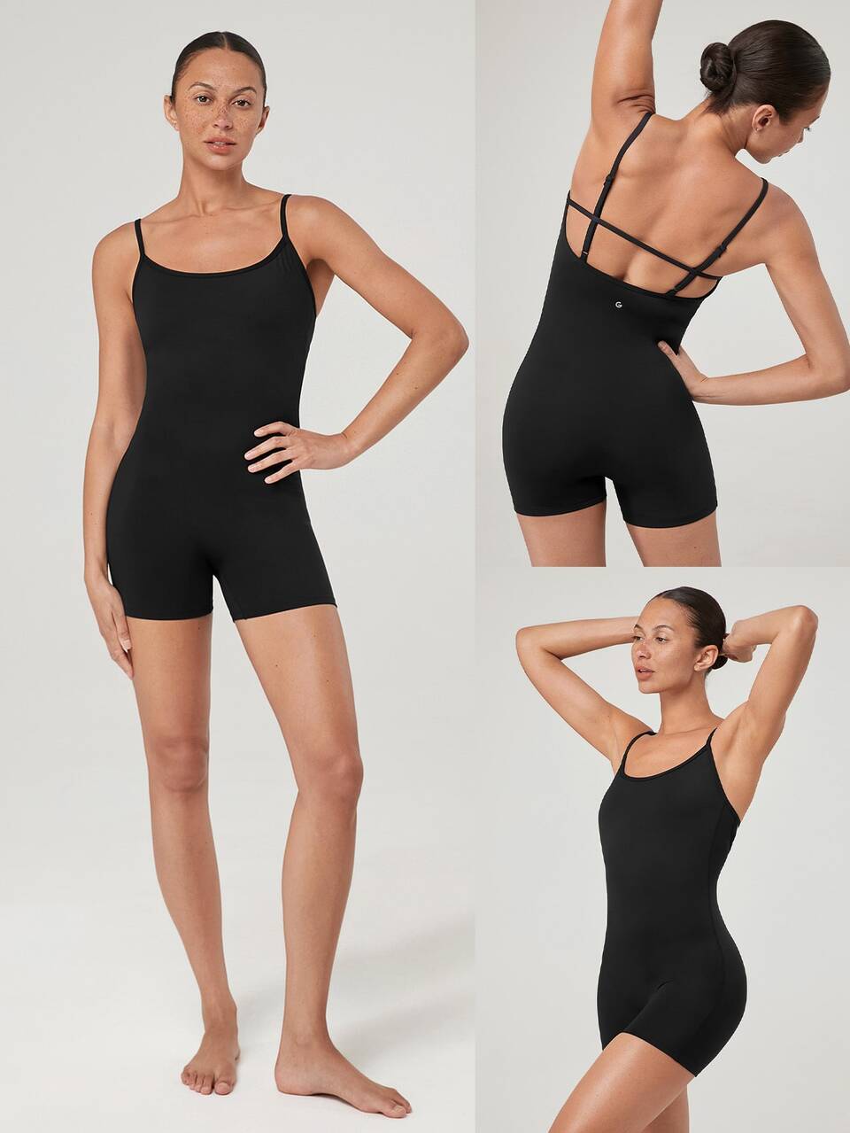 4.3'' ButterFit Adjustable Crossover Back Bodysuit Jumpsuit Low Impact Yoga Pilates Studio Daily Casual Wear