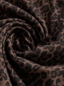 SHEIN EZwear 女款復古豹紋拼接長袖拉鍊休閒夾克，秋冬新款，適合日常通勤、約會、聚會、秋冬、夏季、派對、婚禮、海灘、畢業典禮等場合，優雅休閒，適合出遊、Y2K風格、音樂節等場景 - 彩色 - 查看 3