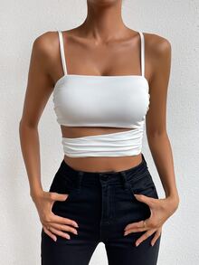 SHEIN Unity Top de tirantes crop con abertura - Blanco - Ver 8