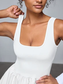 CourtClass CourtClass Women Sports Dress, Plain Color Minimalist Style Suitable For Summer - White - View 5