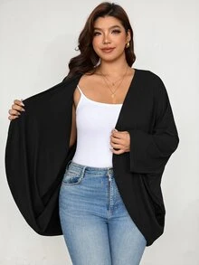 SHEIN LUNE CURVE Plus Size Women's Casual Elegant Fashion Versatile Long Sleeve Jacket Suitable For Autumn/Winter Fall Office Going Out Black - Black - View 8