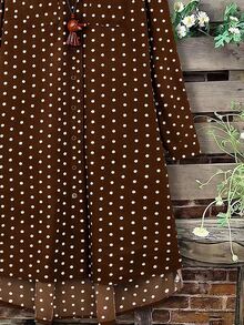 Linhara Women's Casual Striped Pocket Shirt Dress Plus Size - Coffee Brown - View 3