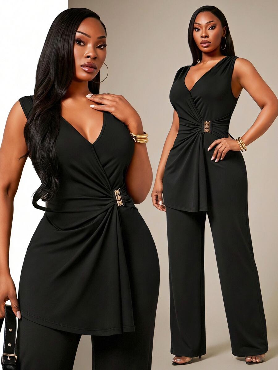 SHEIN SXY Plus Size Jumpsuits - Black - View 1